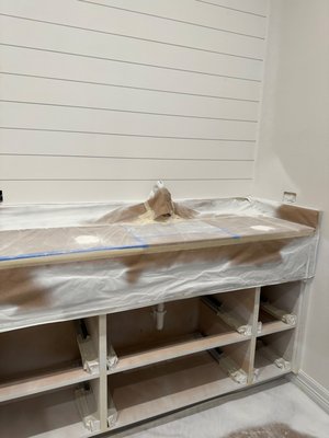 Painting... - This was varnish and we had to swap to paint.