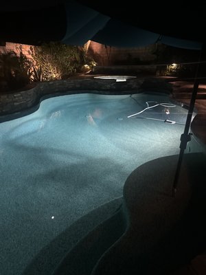 Pool and spa lights - Our client had a burned-out pool light. He asked us to replace his old incandescent pool and spa lights with new brilliant LED energy efficient lighting. We installed vivid LED lighting to achieve the most brilliant look. They are very happy with how the lighting looks and they will be enjoying energy savings for many years to come. We can upgrade your lighting with these energy efficient lights in your pool or spa. They will even work with your existing automation control system. You can choose white or color changing lights. For the best pool contractor, call 805-390-5333. Our team is ready to help you. Pool and spa lights - Our client had a burned-out pool light. He asked us to replace his old incandescent pool and spa lights with new brilliant LED energy efficient lighting. We installed vivid LED lighting to achieve the most brilliant look. They are very happy with how the lighting looks and they will be enjoying energy savings for many years to come. We can upgrade your lighting with these energy efficient lights in your pool or spa. They will even work with your existing automation control system. You can choose white or color changing lights. For the best pool contractor, call 805-390-5333. Our team is ready to help you.