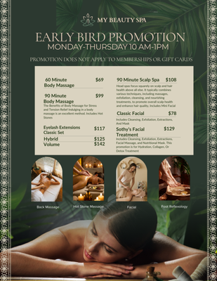 Early Bird Cash Only Promotion - Cash Only Deals
