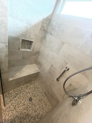 Shower Remodel - Customers wanted to update their shower. So we demoed existing tile and installed new tile.