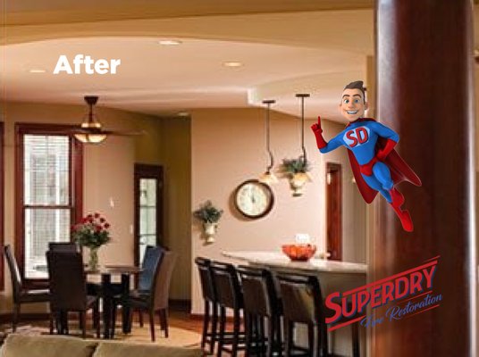 Dining Room Fire Restoration - This restoration was done on a home that suffered from a fire in their dining room. The fire left much structural and cosmetic damage, but SuperDry's experts were able to help restore this home to its pre-fire condition.