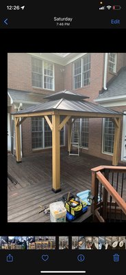 Gazebo and canopy builds there is a light brown 10x10
A black 12x20
And a transparent roof 12x15 - These are a few of the models we have built in the last year Also a variety of small & big projects!!!! Everything from commercial plumbing to residential drywall repair! We do it all so give us a call!!! Gazebo and canopy builds there is a light brown 10x10
A black 12x20
And a transparent roof 12x15 - These are a few of the models we have built in the last year Also a variety of small & big projects!!!! Everything from commercial plumbing to residential drywall repair! We do it all so give us a call!!!