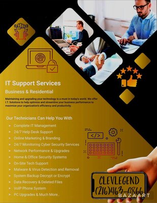 Commercial Server, Firewall, & Data Management - Clevlegend Computer Repair: Your Partner in Business IT Solutions

Clevlegend Computer Repair specializes in providing comprehensive IT services tailored to meet the needs of businesses. Our offerings include:

Domain Server Installation: We expertly set up and configure domain servers to ensure seamless network management and secure access controls.
Network Management: Our team handles all aspects of network management, from design and implementation to ongoing maintenance and troubleshooting, ensuring your network runs smoothly and efficiently.
Website SEO: Boost your online presence with our specialized SEO services, designed to improve your website's search engine rankings and drive organic traffic.
Firewall Solutions: Protect your business with our robust firewall installations and configurations, safeguarding your network from potential threats and unauthorized access.
Workstation PC Setup: We provide professional setup and optimization of workstation PCs, ensuring high performance and reliability for your business operations.
At Clevlegend Computer Repair, our mission is to deliver top-notch IT services that enhance your business productivity and security. Partner with us for reliable and efficient IT solutions tailored to your specific needs.