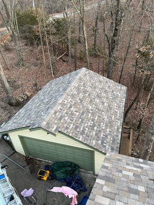 Roof replacement - Osage Beach - This roof was in bad shape. We tarped two large areas on our first visit. This was a very tall roof, our crews make sure to tie up, safety first! Some plywood had to be replaced. Look at the nice steps in the roofing process. The Shingles are Owens Corning Designer Sand Dune Architectural shingles. We are a preffered contractor for Owens Corning! Roof replacement - Osage Beach - This roof was in bad shape. We tarped two large areas on our first visit. This was a very tall roof, our crews make sure to tie up, safety first! Some plywood had to be replaced. Look at the nice steps in the roofing process. The Shingles are Owens Corning Designer Sand Dune Architectural shingles. We are a preffered contractor for Owens Corning!