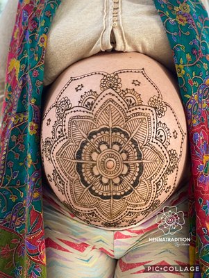 Pregnant belly blessing henna - Hennatradition offer pregnant henna belly blessing. We use 100% natural henna that’s totally safe to use during pregnancy. Henna paste is black but it doesn’t stain black . The stain color is brownish / Maroon as shown in one of the pics . Give us a call to book your appointment today :) Pregnant belly blessing henna - Hennatradition offer pregnant henna belly blessing. We use 100% natural henna that’s totally safe to use during pregnancy. Henna paste is black but it doesn’t stain black . The stain color is brownish / Maroon as shown in one of the pics . Give us a call to book your appointment today :)
