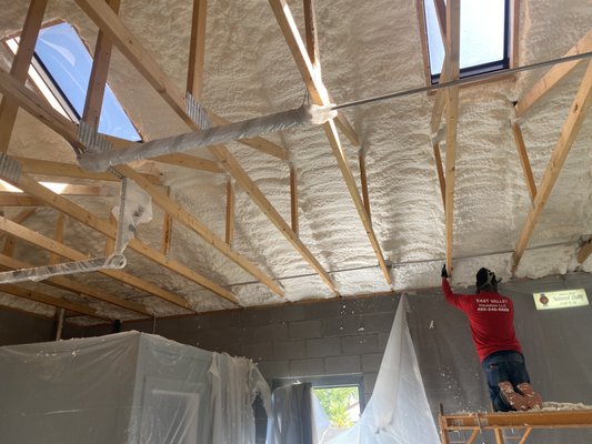 Spray Foam Ceiling - The owner recently added another room on the side of his home. He used our spray foam service to get the job done. Within 1-day of starting this task we were able to work our way to his end goal, with the ceiling of course!
Effective and Efficient! Spray Foam Ceiling - The owner recently added another room on the side of his home. He used our spray foam service to get the job done. Within 1-day of starting this task we were able to work our way to his end goal, with the ceiling of course!
Effective and Efficient!