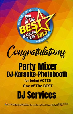 Voted Best in Central Texas by the Daily Herald! - Voted Best DJ in Central Texas by the Daily Herald Readers Poll, Party Mixer delivers top-notch entertainment for every occasion. Weddings, corporate events to school dances, birthday parties, and quinceañeras, we bring the perfect soundtrack and energy to all your celebrations. Let us make your next event unforgettable! Voted Best in Central Texas by the Daily Herald! - Voted Best DJ in Central Texas by the Daily Herald Readers Poll, Party Mixer delivers top-notch entertainment for every occasion. Weddings, corporate events to school dances, birthday parties, and quinceañeras, we bring the perfect soundtrack and energy to all your celebrations. Let us make your next event unforgettable!