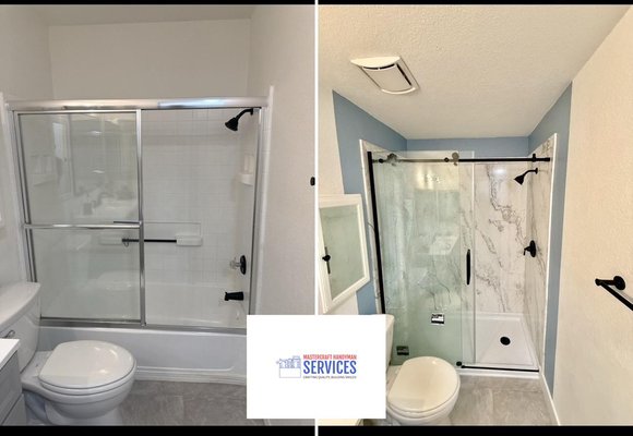 Bathroom Remodel – Tub to Walk-In Shower Conversion - This project involved a full bathroom shower upgrade.
An old standard bathtub was converted into a modern walk-in shower. The existing setup was completely removed and replaced with a new shower base, updated drainage system, and full waterproofing.
New wall panels were installed, plumbing was reconfigured, and a modern pressure-balanced shower system was added. The shower head height was raised for improved comfort and functionality.
The result is a clean, modern, and fully waterproof walk-in shower designed for everyday use and long-term reliability. Bathroom Remodel – Tub to Walk-In Shower Conversion - This project involved a full bathroom shower upgrade.
An old standard bathtub was converted into a modern walk-in shower. The existing setup was completely removed and replaced with a new shower base, updated drainage system, and full waterproofing.
New wall panels were installed, plumbing was reconfigured, and a modern pressure-balanced shower system was added. The shower head height was raised for improved comfort and functionality.
The result is a clean, modern, and fully waterproof walk-in shower designed for everyday use and long-term reliability.