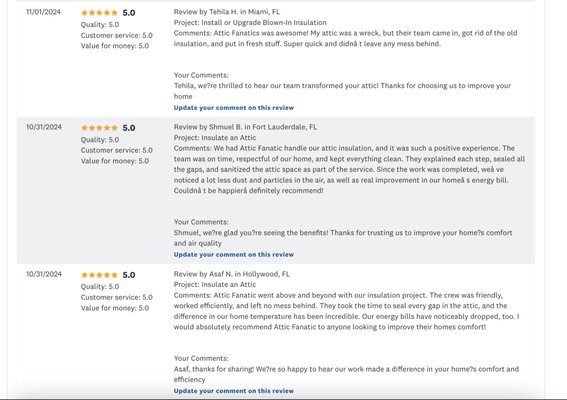 Testimonials - This photo list features real customer testimonials, showcasing the positive experiences of homeowners who have trusted Attic Fanatics with their attic insulation needs. Testimonials - This photo list features real customer testimonials, showcasing the positive experiences of homeowners who have trusted Attic Fanatics with their attic insulation needs.
