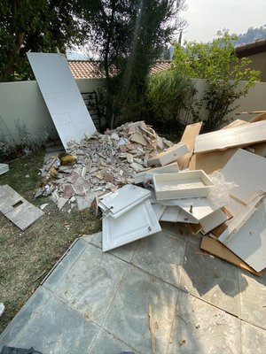 Construction debris removal - Another company was hired for a job and left all the debris behind for the customers to deal with. This removal was a very large job, we finished in about 2 hours. Construction debris removal - Another company was hired for a job and left all the debris behind for the customers to deal with. This removal was a very large job, we finished in about 2 hours.