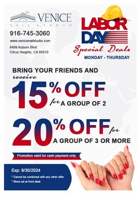 Beautiful nail salon, best salon in town - Happy Summer 2024. To say thank you for your support booked weekend. We would like to invite you to M,T,W &Th for 15-20% off. See the ad for details Beautiful nail salon, best salon in town - Happy Summer 2024. To say thank you for your support booked weekend. We would like to invite you to M,T,W &Th for 15-20% off. See the ad for details