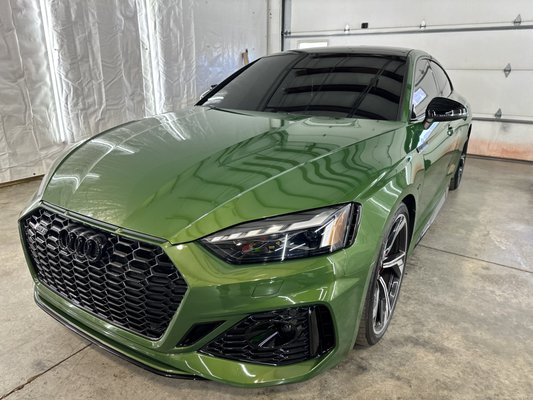 RS5 Complete Detail And Ceramic Coating - This 2022 RS5 was paint corrected and topped off with GTechniq Ceramic Coating to give it a never ending shine and finish which protects the paint and creates a hydrophobic layer on top of the paint, making it easier to clean and thus, keeping the paint shining for YEARS. Ceramic coating is the future so put away your wax and pads, and ask us about what we can do for your vehicle today! From complete interior and exterior details to full on paint correction and ceramic coatings, we offer it all.