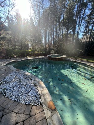 Complete Pool Remodel - Gunite pool resurfacing! Changing plaster to mini pebble. Changing coping and pool deck to travertine. Complete Pool Remodel - Gunite pool resurfacing! Changing plaster to mini pebble. Changing coping and pool deck to travertine.