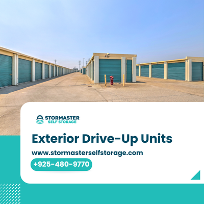 Exterior Drive-Up Units - Exterior drive-up units allow customers to park near their storage space for more convenient loading and unloading. This can be especially helpful when storing furniture, appliances, boxes, tools, equipment, or other large and heavy belongings.
StorMaster offers drive-up storage units in a variety of sizes for personal and business storage needs. Available sizes and unit features may vary, so customers can view current availability online or contact the facility for assistance. Exterior Drive-Up Units - Exterior drive-up units allow customers to park near their storage space for more convenient loading and unloading. This can be especially helpful when storing furniture, appliances, boxes, tools, equipment, or other large and heavy belongings.
StorMaster offers drive-up storage units in a variety of sizes for personal and business storage needs. Available sizes and unit features may vary, so customers can view current availability online or contact the facility for assistance.