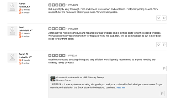 Yelp Testimonials - These are a few reviews that have been posted by recent customers from Yelp