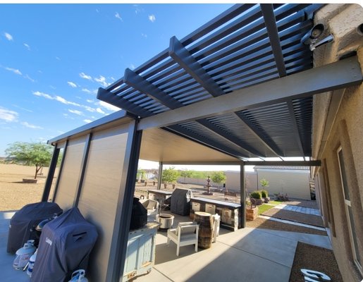 Combo Patio cover - Combo Solid and Lattice alumawood Patio cover. The walls built down for extra shade and privacy. Custom paint job on the insulated wall. We have great spring deals going on right now. Please call the office to schedule an appointment for a free in-home estimate. Mention this add and we will give you $500 off on your new patio cover. 702-445-4421 Combo Patio cover - Combo Solid and Lattice alumawood Patio cover. The walls built down for extra shade and privacy. Custom paint job on the insulated wall. We have great spring deals going on right now. Please call the office to schedule an appointment for a free in-home estimate. Mention this add and we will give you $500 off on your new patio cover. 702-445-4421