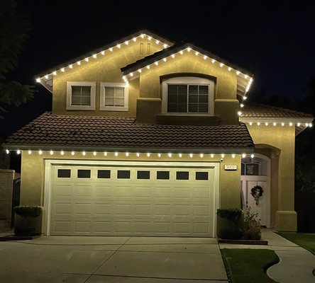Christmas Lights - We sell and install Christmas lights! Everything we do is custom fit to each roof line. Our Christmas lights are $7 per foot, which includes a custom fit light strand, bulbs in any color, custom fit extension cords, timers, installation, maintenance, takedown, and storage.  
Everything from start to finish is included.