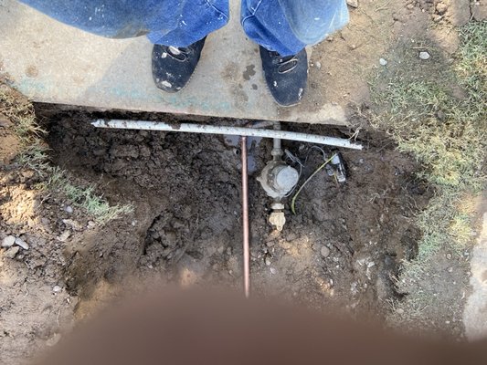 Scottsdale water line install - We had to dig out and replace the old pvc line  that busted . 
We upgraded to copper and was a little more in cost but the benefits of knowing you will never have a ruptured line with copper!