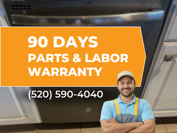 90-Day Parts & Labor Warranty - Our work comes with a 90-day parts and labor warranty, so you can be confident that your appliance will operate flawlessly after the repair. 90-Day Parts & Labor Warranty - Our work comes with a 90-day parts and labor warranty, so you can be confident that your appliance will operate flawlessly after the repair.