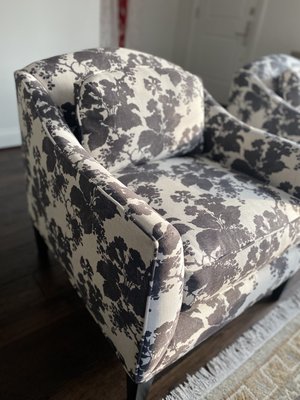 Reupholstery - Outdated floral fabric changed to a much more updated contemporary floral and the sofa a classic neutral. Both stain repellant.