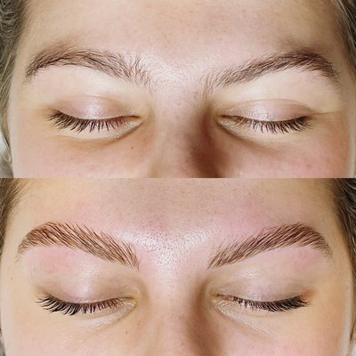 Before and afters on brows & lashes - These are client approved photos of brow laminations, brow shapes and last lifts.