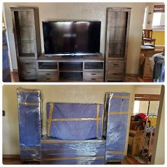 Furniture Prep - This is just one example of how we prep furniture for moving. Everything that is moved is pad wrapped and shrink wrapped to protect your furniture from damage while it is being transported to your new home. Another added benefit of pad wrapping and shrink wrapping is that we do not require you to empty your dresser drawers, you can go ahead and leave them full. Furniture Prep - This is just one example of how we prep furniture for moving. Everything that is moved is pad wrapped and shrink wrapped to protect your furniture from damage while it is being transported to your new home. Another added benefit of pad wrapping and shrink wrapping is that we do not require you to empty your dresser drawers, you can go ahead and leave them full.