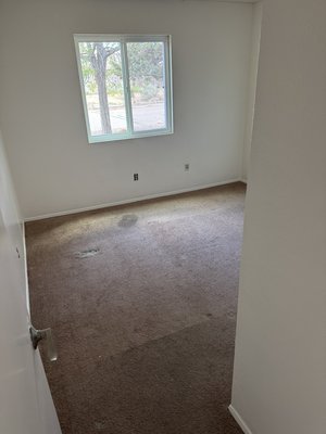 Tenant Move Out Carpet Repair - After a tenant moved out of this property, they left behind damaged and dirty carpet in the bedroom. Caring Carpet Care was called to perform a emergency repair and cleaning. We showed up same day and were able to successfully patch the hole in the carpet with a donor piece from the closet and performed a steam extraction cleaning  Tenant Move Out Carpet Repair - After a tenant moved out of this property, they left behind damaged and dirty carpet in the bedroom. Caring Carpet Care was called to perform a emergency repair and cleaning. We showed up same day and were able to successfully patch the hole in the carpet with a donor piece from the closet and performed a steam extraction cleaning 