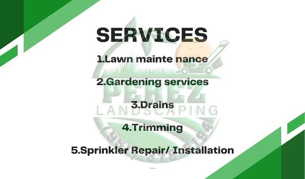 Perez's Landscaping Services – Your Yard, Our Passion! 🌿 - Transform your outdoor space with Perez's Landscaping Services! We offer expert care to keep your lawn and garden looking their best year-round.
✅ Lawn Maintenance – Keep your grass lush & green
✅ Gardening Services – Beautiful flower beds & plant care
✅ Drains – Efficient water flow solutions
✅ Trimming – Neat & polished hedges
✅ Sprinkler Repair/Installation – Keep your landscape hydrated
📞 Call/Text for a Free Estimate: (951) 378-3194 Perez's Landscaping Services – Your Yard, Our Passion! 🌿 - Transform your outdoor space with Perez's Landscaping Services! We offer expert care to keep your lawn and garden looking their best year-round.
✅ Lawn Maintenance – Keep your grass lush & green
✅ Gardening Services – Beautiful flower beds & plant care
✅ Drains – Efficient water flow solutions
✅ Trimming – Neat & polished hedges
✅ Sprinkler Repair/Installation – Keep your landscape hydrated
📞 Call/Text for a Free Estimate: (951) 378-3194