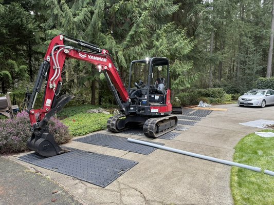 35’ directional bore and 2.5” conduit install for Standyby Generator on Bainbridge Island. - Provide trenchless directional boring under existing driveway to install up to 30 linear feet of 2.5” Schedule 40 electrical conduit to the discussed termination location at the corner of the garage. Includes bore operations, pull-back/placement of conduit, and verification of alignment/depth as practical. Surface disturbance to be minimized; restoration limited to bore entry/exit points only. 35’ directional bore and 2.5” conduit install for Standyby Generator on Bainbridge Island. - Provide trenchless directional boring under existing driveway to install up to 30 linear feet of 2.5” Schedule 40 electrical conduit to the discussed termination location at the corner of the garage. Includes bore operations, pull-back/placement of conduit, and verification of alignment/depth as practical. Surface disturbance to be minimized; restoration limited to bore entry/exit points only.
