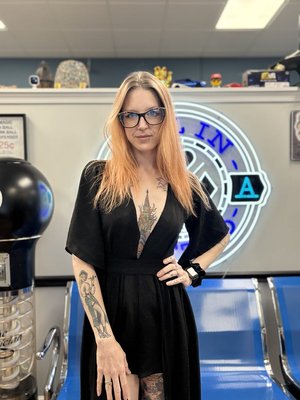 Mandi - Piercer - PIERCING
-Walk-ins welcome
-No appointment necessary
-$25 for standard piercings (nose, tongue, lip, belly, eyebrow)
–Call or message for other piercing price inquiries.
-Standard ear piercings from 6 months and up

Minors Policy:
ALL minors must be accompanied by a parent or legal guardian
Minors age of 10+ and parent or legal guardian must have physical photo ID (with photo and printed date of birth).
Minor must have a physical birth certificate.
Legal guardians must provide court documents stating legal custody.
All documents are required for every visit. No personal documents are stored on file.
Acceptable forms of Physical Photo ID for minors:
Driver’s license (state-issued)
State non-driver photo ID card
Passport or Passport card
Military ID
School Student ID
School Student yearbook
Childs ID card
*We do not accept student view, parent view, and/or digital documents.