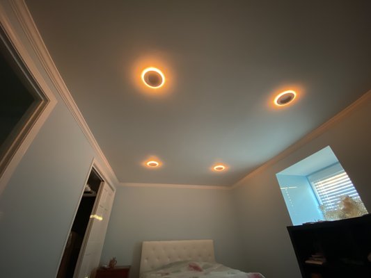 Bedroom lights - Daylight/nightlight recessed lights and all the space it needs is the thickness of the sheetrock, just love it! Bedroom lights - Daylight/nightlight recessed lights and all the space it needs is the thickness of the sheetrock, just love it!