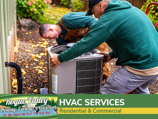 HVAC Services - Rogue Valley Heating, Cooling & Electrical is a premier provider of comprehensive air conditioning services in Grants Pass & Medford, Oregon. Our expertise in HVAC systems ensures that your home or office stays comfortable all year round. We understand the local climate and the unique needs of Grants Pass residents, enabling us to offer tailored solutions for your cooling and heating needs.
With years of experience in the HVAC industry, Rogue Valley Heating, Cooling & Electrical prides itself on delivering reliable, efficient, and high-quality services. Our team of certified professionals is equipped with the latest tools and knowledge to handle any furnace and AC-related challenge. Whether it’s a simple maintenance check or a complex installation, we provide the best service possible. HVAC Services - Rogue Valley Heating, Cooling & Electrical is a premier provider of comprehensive air conditioning services in Grants Pass & Medford, Oregon. Our expertise in HVAC systems ensures that your home or office stays comfortable all year round. We understand the local climate and the unique needs of Grants Pass residents, enabling us to offer tailored solutions for your cooling and heating needs.
With years of experience in the HVAC industry, Rogue Valley Heating, Cooling & Electrical prides itself on delivering reliable, efficient, and high-quality services. Our team of certified professionals is equipped with the latest tools and knowledge to handle any furnace and AC-related challenge. Whether it’s a simple maintenance check or a complex installation, we provide the best service possible.