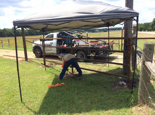 Custom Fencing Project - Custom gate and entrance with gate opener Custom Fencing Project - Custom gate and entrance with gate opener