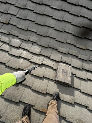 Tile Roof Repair - Tile Roof Repair – 
	1.	Remove Damaged Tiles – Carefully lift and remove all broken or cracked tiles to prevent further damage.
	2.	Inspect Underlayment & Roof Structure – Check for any underlying issues, such as deteriorated underlayment, leaks, or structural damage.
	3.	Address Any Repairs – If necessary, repair or replace damaged underlayment, flashing, or other components.
	4.	Install New Tiles – Replace removed tiles with new, properly secured tiles that match the existing roof.
	5.	Final Inspection & Cleanup – Ensure all tiles are properly set, and the work area is clean and free of debris.