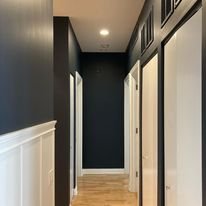 Benjamin Moore Hale Navy, before and after - Love these dramatic before and after photos. Hale Navy transforms this beautiful space from gray to sophisticated. Ben Moore Regal Select is a very durable paint but also, future, flawless touch-ups are a breeze for the clients in the future Benjamin Moore Hale Navy, before and after - Love these dramatic before and after photos. Hale Navy transforms this beautiful space from gray to sophisticated. Ben Moore Regal Select is a very durable paint but also, future, flawless touch-ups are a breeze for the clients in the future