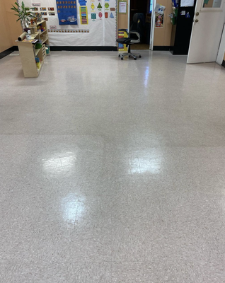 Floor Services - This is a before and after of one of our client's floors.

We stripped and waxed the floors to bring a beautiful, presentable finish.