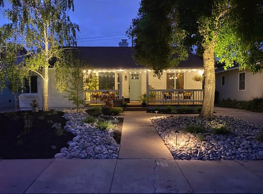 Landscape Lighting - Landscape lighting always elevates a space while adding function and safety, especially next to steps. With a customizable timer, your lights will come on and turn off automatically every evening. The versatile style of Vista landscape lighting we install comes in bronze and black and is classic yet modern, highlighting any style of home or landscape. It’s made in CA too! Landscape Lighting - Landscape lighting always elevates a space while adding function and safety, especially next to steps. With a customizable timer, your lights will come on and turn off automatically every evening. The versatile style of Vista landscape lighting we install comes in bronze and black and is classic yet modern, highlighting any style of home or landscape. It’s made in CA too!