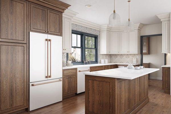 Bespoke Kitchen - Visit our site to learn more bathpluskitchen.com. A kitchen remodel in a 1907 house. Total cost of project including a non-load bearing wall removal, upgrade of electrical and plumbing within the kitchen, luxury inset-cabinetry, hardware, flooring, appliances, countertops, lighting, backsplash tile, and additional cabinetry not shown.