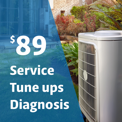 $89 Service Tune ups Diagnosis - We have a flat rate of $89 for an air conditioning or furnace tune up. We also charge $89 for failed system diagnosis.