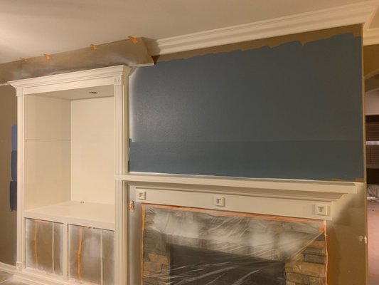 Accent Wall Makeover - This was a complete makeover done on a accent wall which included a spray paint job on the wooden accents as-well. Accent Wall Makeover - This was a complete makeover done on a accent wall which included a spray paint job on the wooden accents as-well.