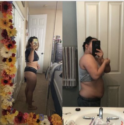 Just a couple before & afters - The before photo shows the individual with a fuller figure.

In the after photos, the individuals are noticeably slimmer and more toned, which suggest successful weight loss and improved fitness.