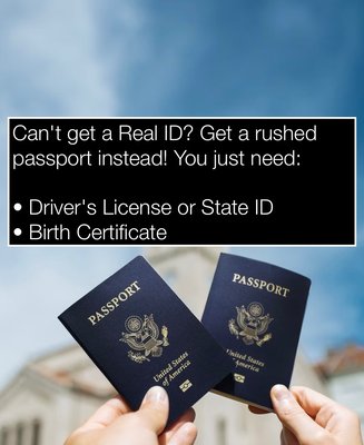 Rush Passport - We can expedite in as little as 3 business days. Real ID processing is longer that getting your passport. Rush Passport - We can expedite in as little as 3 business days. Real ID processing is longer that getting your passport.