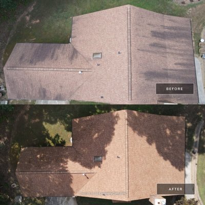 Roof Cleaning - These were roof cleaning jobs we completed to remove the gloeocapsa magma (black streaks) and moss from the asphalt shingle roofs to increase the curb appeal as well as the lifespan. Roof Cleaning - These were roof cleaning jobs we completed to remove the gloeocapsa magma (black streaks) and moss from the asphalt shingle roofs to increase the curb appeal as well as the lifespan.