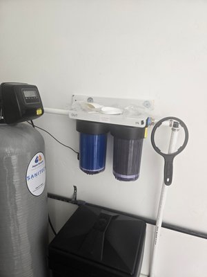 Well system - New system for a client on a well.  Duel pre filter with our Sanitech whole home filter and softener combo.