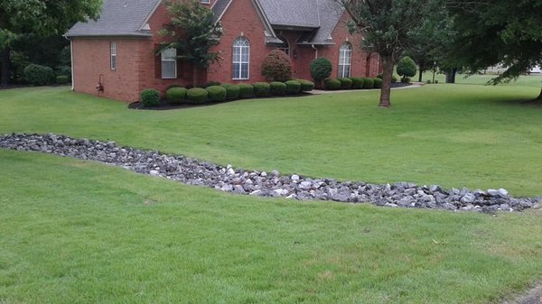 Drainage repair in Southaven - This repaired the washed out ditch. Drainage repair in Southaven - This repaired the washed out ditch.