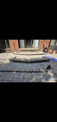 Step rebuild - This step had sunk down over time .
Step removed with better foundation added.
Step rebuilt using original stone