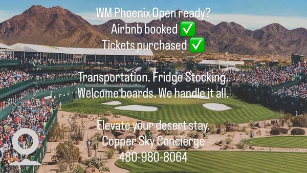 Event Concierge - From Cardinals games, to the Phoenix Open and Spring Training is a vibe — and we make sure you experience it in style. From pre-stocked coolers and shaded seating to post-game dinner reservations, we handle the details so you can focus on the fun.
🌵 Whether it’s a corporate outing or a family tradition, we make it unforgettable.

Services:
Event Planning
Sports Concierge
Transportation Coordination
Dining Reservations