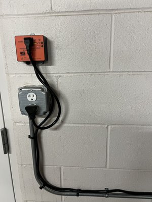 Dedicated circuits for large freezers. - A snapshot of the exposed portion of these dedicated conveyances of power for dedicated freezer circuits in a commercial building. Dedicated circuits for large freezers. - A snapshot of the exposed portion of these dedicated conveyances of power for dedicated freezer circuits in a commercial building.