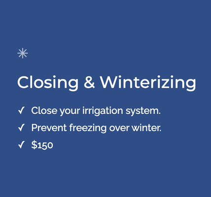 Irrigation Winterization - Preparing your irrigation system for freezing temperatures is crucial as the cold season approaches in St Charles County. We offer top-tier irrigation winterization services that protect your system from potential damage and save water.

Winterizing an irrigation system is more than just turning off the water supply. It involves a comprehensive process that ensures every component of your system is ready to withstand the harsh winter weather. From draining water from the pipes to adjusting system controls and insulating above-ground components, our team of experts takes care of everything.