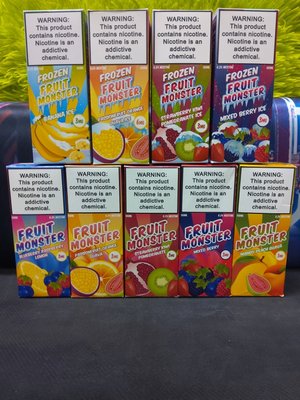 FRUIT MONSTER - FRUIT MONSTER has many fruity offerings in frozen also. they have a wide range of fruity flavors in both the nic salts & traditional nic levels. A new flavor is just a short trip to VAPOR WERKZ away. FRUIT MONSTER - FRUIT MONSTER has many fruity offerings in frozen also. they have a wide range of fruity flavors in both the nic salts & traditional nic levels. A new flavor is just a short trip to VAPOR WERKZ away.